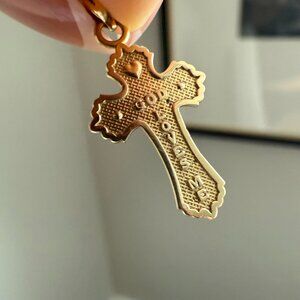 14K Solid Gold Cross Pendant